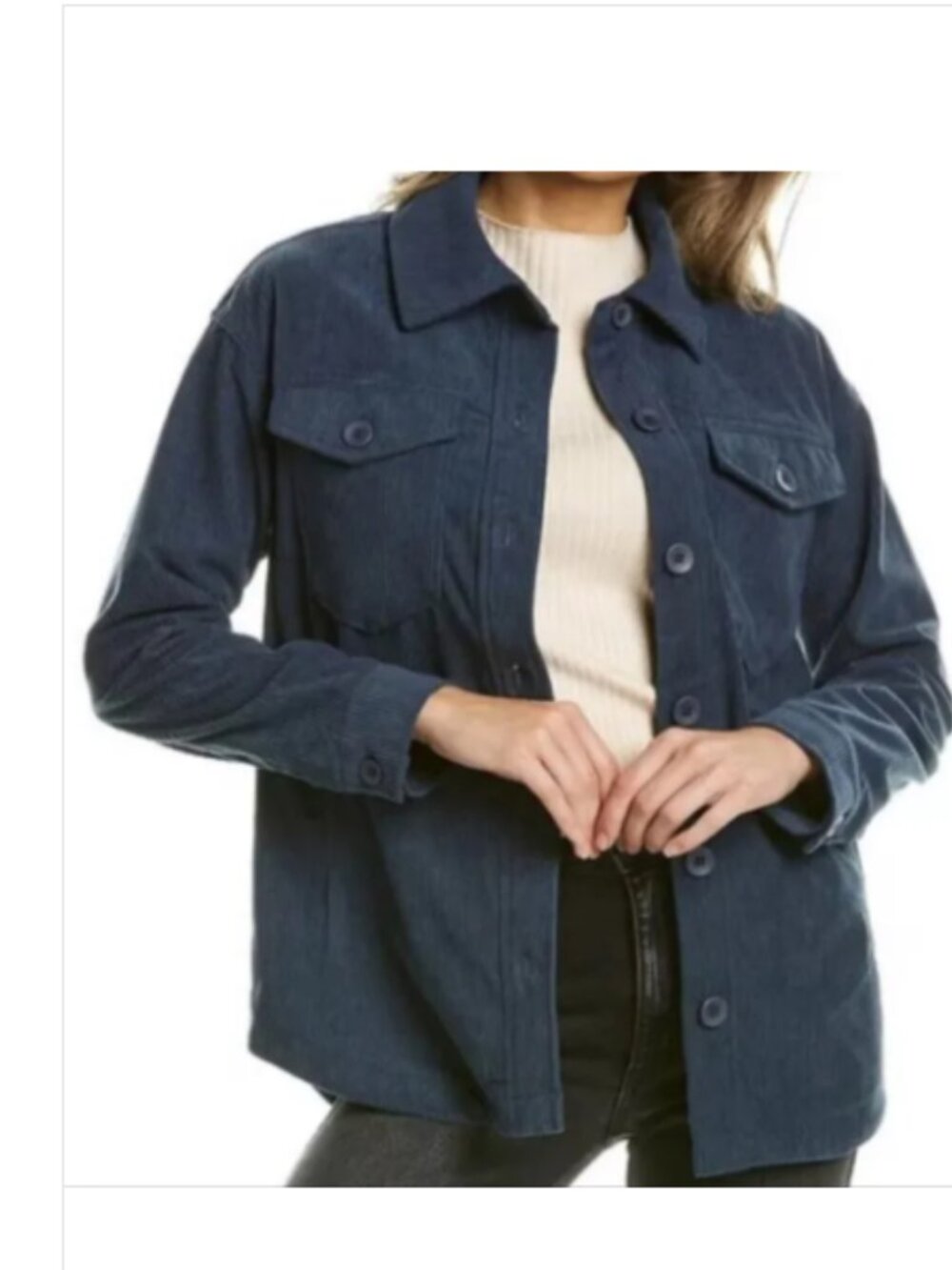 Avec les Filles Dusty Blue Corduroy Button-Up Jacket size M